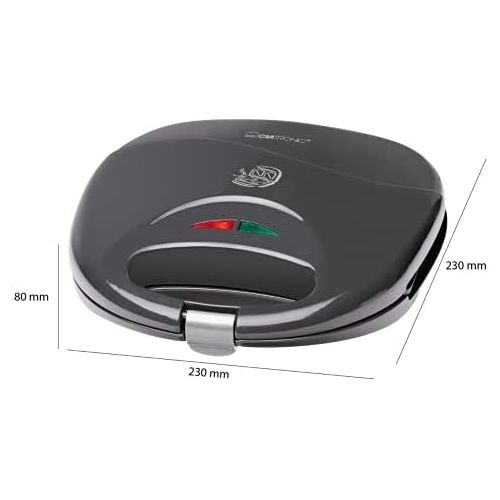  [아마존베스트]Clatronic ST 3477 Sandwich Toaster Triangular Sandwich Plates, Automatic Temperature Control with 2 Control Lights, Non-Stick Coating, Overheat Protection, grey