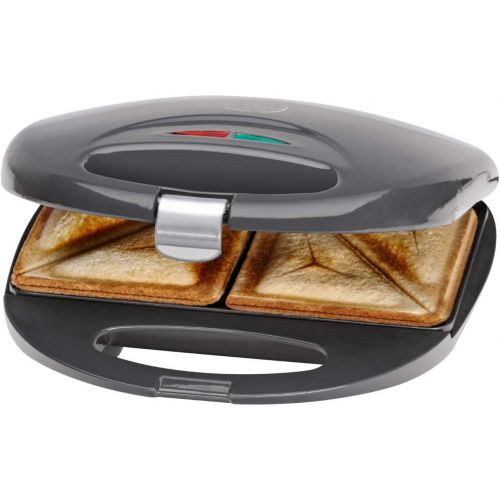  [아마존베스트]Clatronic ST 3477 Sandwich Toaster Triangular Sandwich Plates, Automatic Temperature Control with 2 Control Lights, Non-Stick Coating, Overheat Protection, grey