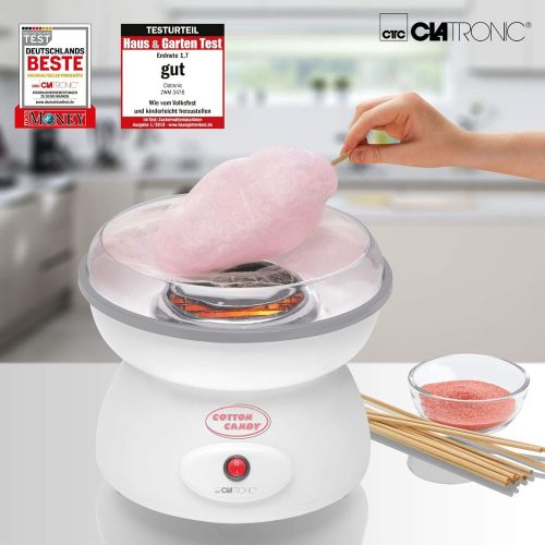  [아마존베스트]Clatronic Candy Floss Machine Large Bowl Splash Guard Cotton Candy Candy Floss Economical 500Watt + Cover Case Cover Splash Guard Dishwasher Safe)