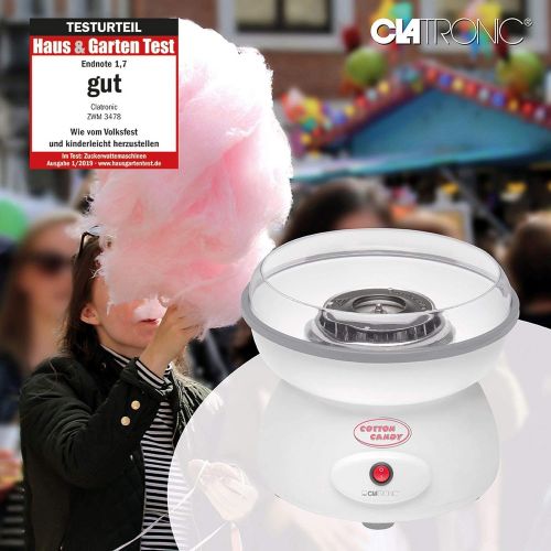  [아마존베스트]Clatronic Candy Floss Machine for Home Large Cotton Wool with Splash Guard Candy Floss Large Bowl (Including Measuring Spoon, 10 Wooden Sticks, 500 Watt, Splash Guard Dishwasher Safe)