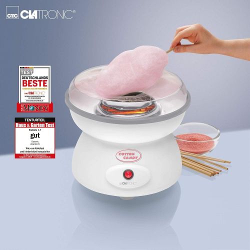  [아마존베스트]Clatronic Candy Floss Machine for Home Large Cotton Wool with Splash Guard Candy Floss Large Bowl (Including Measuring Spoon, 10 Wooden Sticks, 500 Watt, Splash Guard Dishwasher Safe)