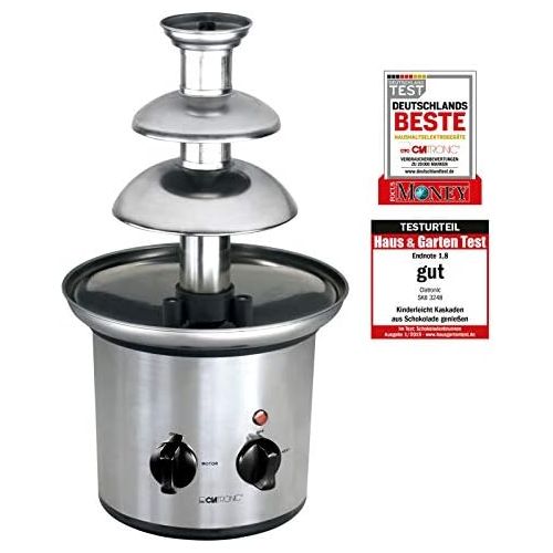  [아마존베스트]Clatronic Stainless Steel Chocolate Fountain Chocolate Water Feature Fountain Electric Cheese Fruit Sauce BBQ Sauce (Economical 170Watt, 500g Chocolate 750g Chocolate Coating)