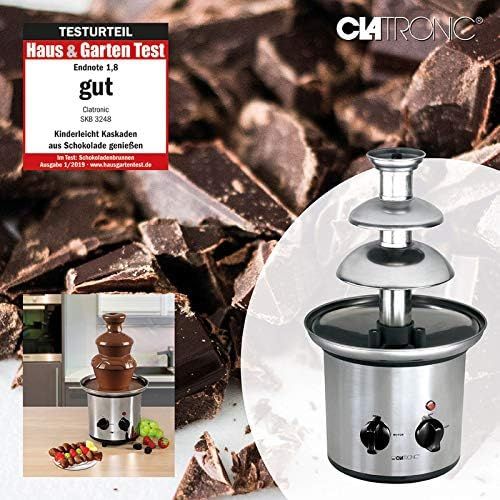  [아마존베스트]Clatronic Stainless Steel Chocolate Fountain Chocolate Water Feature Fountain Electric Cheese Fruit Sauce BBQ Sauce (Economical 170Watt, 500g Chocolate 750g Chocolate Coating)