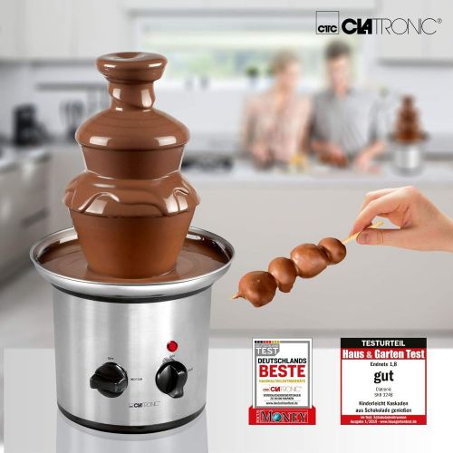  [아마존베스트]Clatronic Stainless Steel Chocolate Fountain Chocolate Water Feature Fountain Electric Cheese Fruit Sauce BBQ Sauce (Economical 170Watt, 500g Chocolate 750g Chocolate Coating)