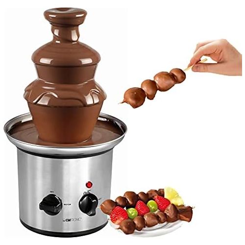  [아마존베스트]Clatronic Chocolate Fountain Large for Parties Stainless Steel Chocolate Fountain Electric Chocolate 500g (Smooth Cascades, for Fruits and Pastries, Deep Catcher Tray)