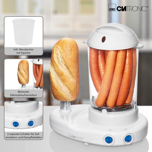  [아마존베스트]Clatronic HDM 3420 EK hot dog maker including egg cooker, 380W
