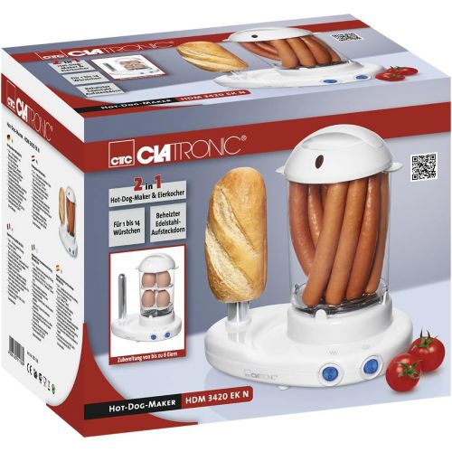  [아마존베스트]Clatronic HDM 3420 EK hot dog maker including egg cooker, 380W