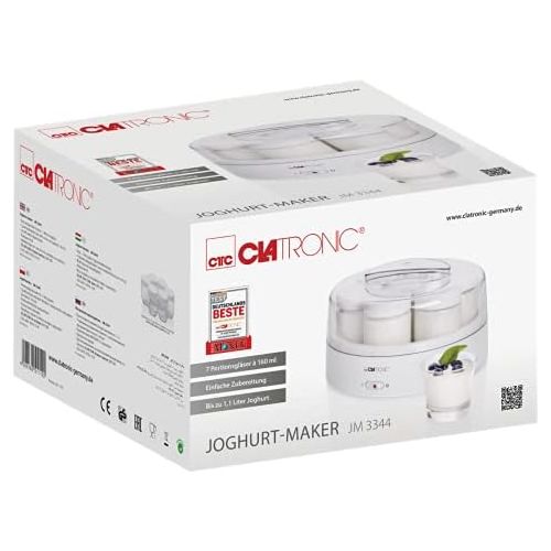  [아마존베스트]Clatronic JM 3344 Joghurtmaker mit 7 Portionsglasern (je 160 ml), 1.1 Liter, 14 Watt