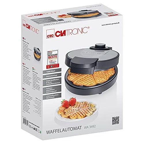  [아마존베스트]Clatronic Waffle Iron Heart Shape for 4 Waffles Non-Stick Coating Waffle Maker (Strong 1000 Watt, Control Lamp, Non-Stick Coating)