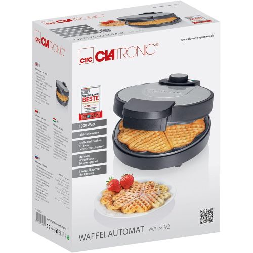  [아마존베스트]Clatronic Waffle Iron Heart Shape for 4 Waffles Non-Stick Coating Waffle Maker (Strong 1000 Watt, Control Lamp, Non-Stick Coating)