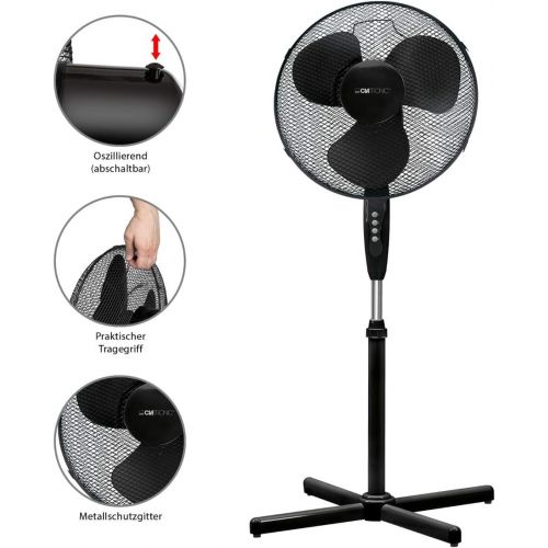  [아마존베스트]Clatronic VL 3603 S Stand Fan 40 cm Diameter, Oscillating, 3 Speeds, Adjustable Inclination, VL 3603 S schwarz