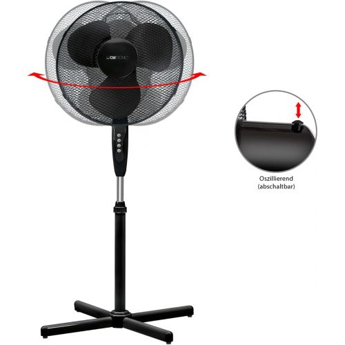  [아마존베스트]Clatronic VL 3603 S Stand Fan 40 cm Diameter, Oscillating, 3 Speeds, Adjustable Inclination, VL 3603 S schwarz