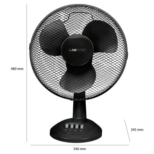  [아마존베스트]Clatronic VL 3602 Table Fan, 30 cm Diameter, Oscillating, 3 Speeds, Adjustable Inclination, VL 3602 schwarz