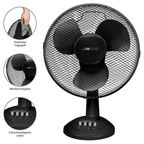  [아마존베스트]Clatronic VL 3602 Table Fan, 30 cm Diameter, Oscillating, 3 Speeds, Adjustable Inclination, VL 3602 schwarz