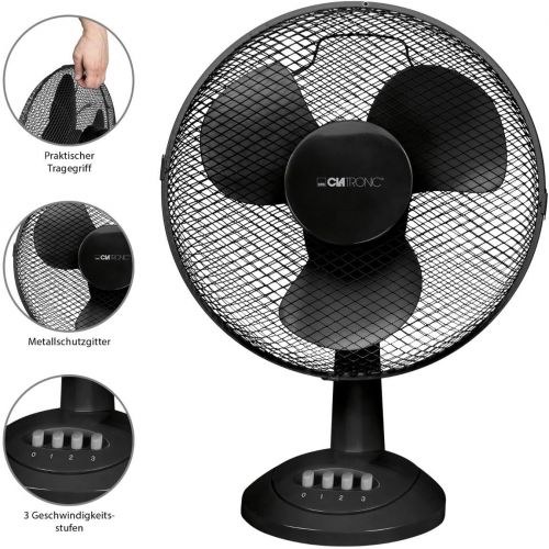  [아마존베스트]Clatronic VL 3602 Table Fan, 30 cm Diameter, Oscillating, 3 Speeds, Adjustable Inclination, VL 3602 schwarz