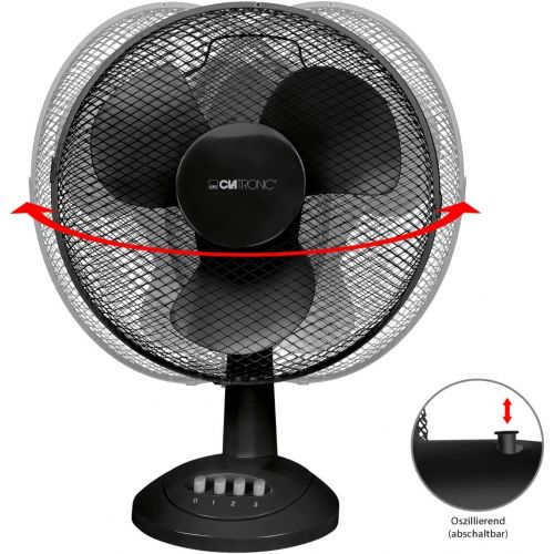  [아마존베스트]Clatronic VL 3602 Table Fan, 30 cm Diameter, Oscillating, 3 Speeds, Adjustable Inclination, VL 3602 schwarz