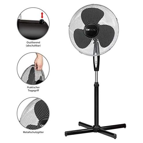  [아마존베스트]Clatronic VL 3741 S Floor Fan, Diameter 40 cm, Oscillating, 3 Speeds, 2 Electronic Wind Mode Functions Electronic Timer, Remote Control, Black