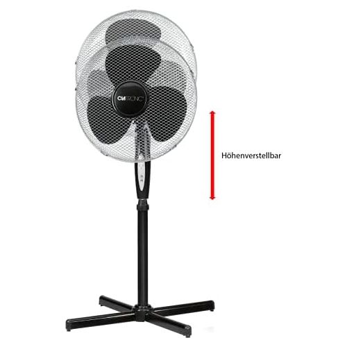  [아마존베스트]Clatronic VL 3741 S Floor Fan, Diameter 40 cm, Oscillating, 3 Speeds, 2 Electronic Wind Mode Functions Electronic Timer, Remote Control, Black