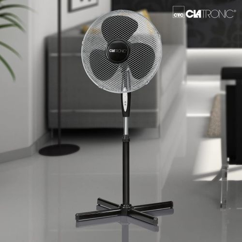  [아마존베스트]Clatronic VL 3741 S Floor Fan, Diameter 40 cm, Oscillating, 3 Speeds, 2 Electronic Wind Mode Functions Electronic Timer, Remote Control, Black