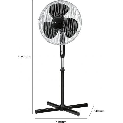  [아마존베스트]Clatronic VL 3741 S Floor Fan, Diameter 40 cm, Oscillating, 3 Speeds, 2 Electronic Wind Mode Functions Electronic Timer, Remote Control, Black