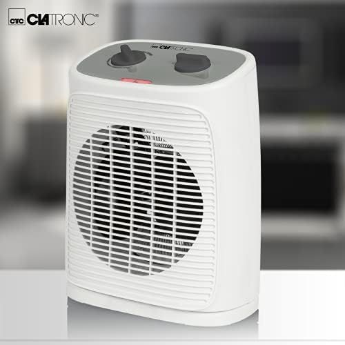  [아마존베스트]Clatronic HL 3762 Fan Heater, Mobile and Compact Fan Heater, 2 Heat Settings (1000/2000 W), Oscillating (can be switched off), Cold Level (Fan), White
