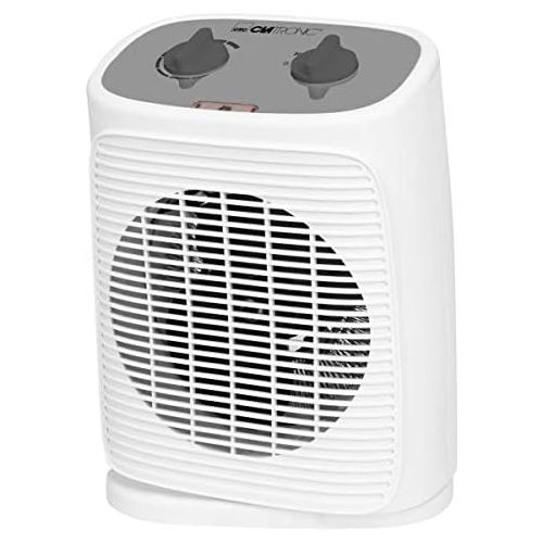  [아마존베스트]Clatronic HL 3762 Fan Heater, Mobile and Compact Fan Heater, 2 Heat Settings (1000/2000 W), Oscillating (can be switched off), Cold Level (Fan), White