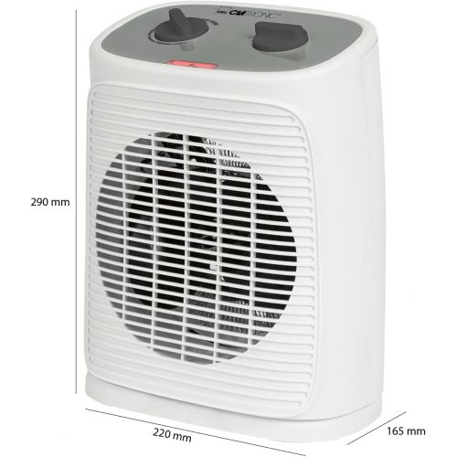  [아마존베스트]Clatronic HL 3762 Fan Heater, Mobile and Compact Fan Heater, 2 Heat Settings (1000/2000 W), Oscillating (can be switched off), Cold Level (Fan), White