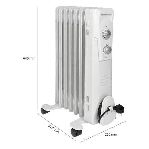  [아마존베스트]Clatronic RA 3735 7 ribbed oil radiator, mobile radiator up to 1500 watts, heat regulation via continuous thermostat regulator, flexible use thanks to 4 smooth-running wheels, slim