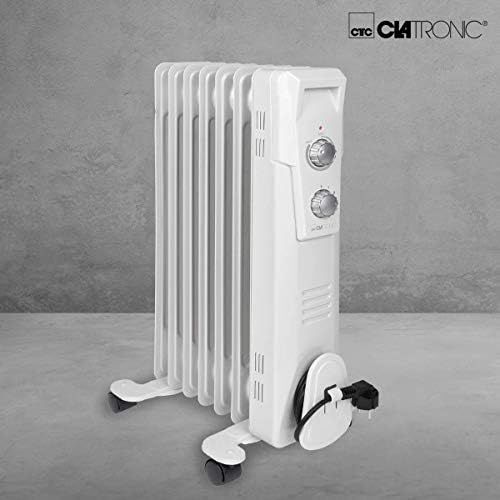  [아마존베스트]Clatronic RA 3735 7 ribbed oil radiator, mobile radiator up to 1500 watts, heat regulation via continuous thermostat regulator, flexible use thanks to 4 smooth-running wheels, slim