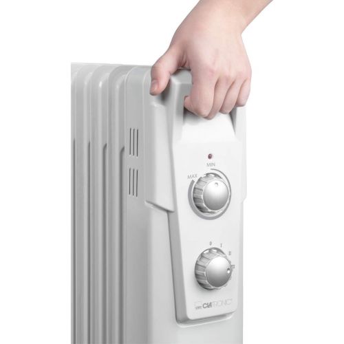  [아마존베스트]Clatronic RA 3735 7 ribbed oil radiator, mobile radiator up to 1500 watts, heat regulation via continuous thermostat regulator, flexible use thanks to 4 smooth-running wheels, slim