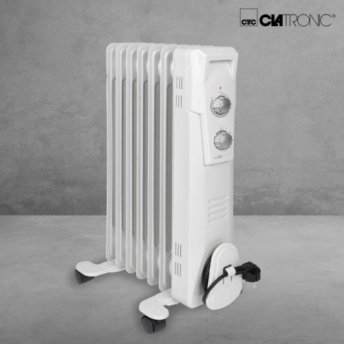  [아마존베스트]Clatronic RA 3735 7 ribbed oil radiator, mobile radiator up to 1500 watts, heat regulation via continuous thermostat regulator, flexible use thanks to 4 smooth-running wheels, slim