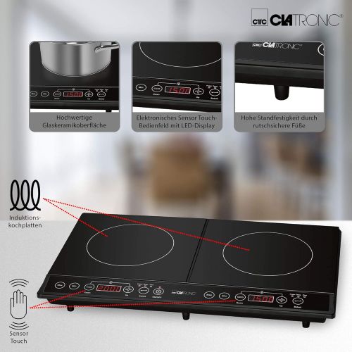  Clatronic DKI 3609?Electric/Glass Ceramic Hob/60?cm Induction Technology/Eco Save Black