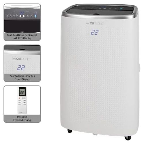  [아마존베스트]Clatronic CL 3750 WiFi Air Conditioner, 12000 BTU Cooling Performance, Suitable for Rooms up to 110 m², Alexa + Google Assistant via Voice Control, 24 Hour Timer, 3-Level Fan, Whit