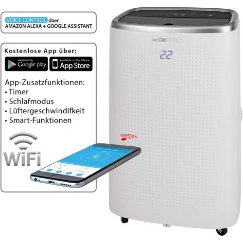  [아마존베스트]Clatronic CL 3750 WiFi Air Conditioner, 12000 BTU Cooling Performance, Suitable for Rooms up to 110 m², Alexa + Google Assistant via Voice Control, 24 Hour Timer, 3-Level Fan, Whit