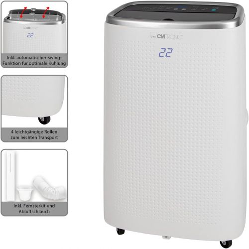  [아마존베스트]Clatronic CL 3750 WiFi Air Conditioner, 12000 BTU Cooling Performance, Suitable for Rooms up to 110 m², Alexa + Google Assistant via Voice Control, 24 Hour Timer, 3-Level Fan, Whit