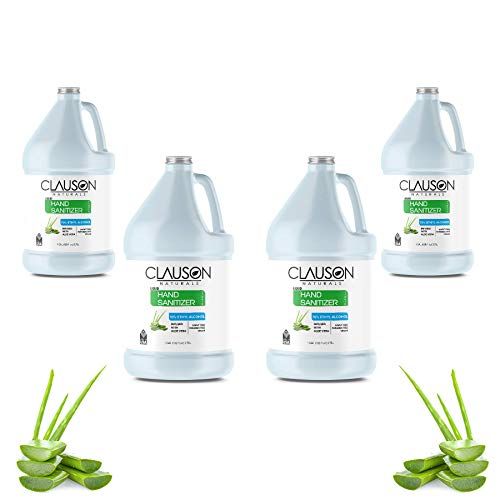  Advanced One Gallon Hand Sanitizer Liquid Infused with Refreshing Aloe Vera Moisturizer (1 Gallon / 128 FL Oz) 70% Alcohol Liquid Gallon Hand Sanitizer by Clauson Naturals (4-Pack)