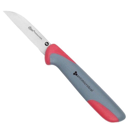  Clauss T-18428 Kuechenmesser, Titan Nitrid beschichtete Klinge, 6 cm, grau/rot