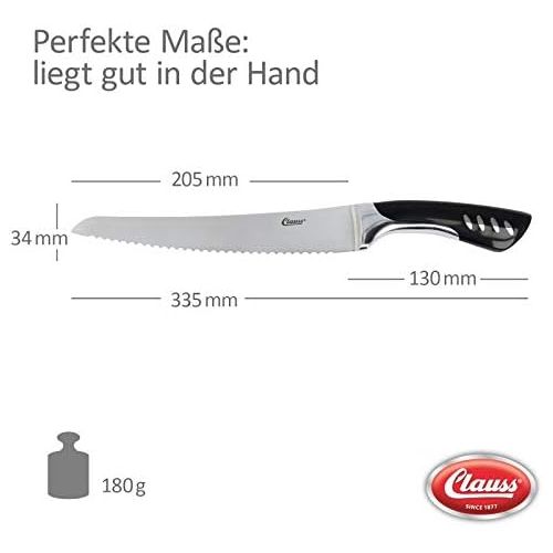  [아마존베스트]Clauss Bread knife, 20 cm with serrated edge, hardened stainless steel, special blade steel, N-G2411, silver/black, 20 cm