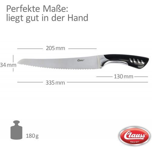  [아마존베스트]Clauss Bread knife, 20 cm with serrated edge, hardened stainless steel, special blade steel, N-G2411, silver/black, 20 cm