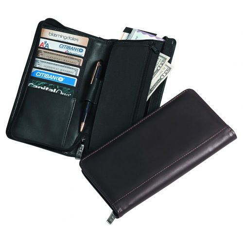  Clava Leather Colored Leather Passport Wallet Color: Black