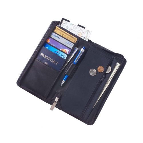  Clava Leather Colored Leather Passport Wallet Color: Black