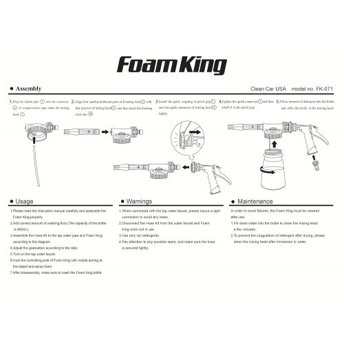  Clean Car USA Foam King - The King of Suds - Deluxe Car Wash Sprayer - Car Foam Gun - Suds Maker