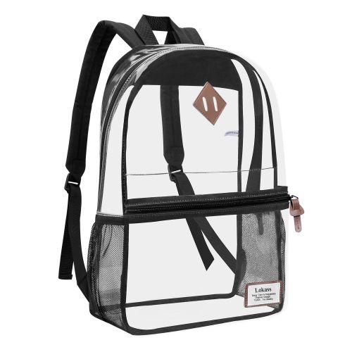 Clear Backpack Transparent Casual Daypack Travel Lightweight Bookbag See-Through Rucksack for Men/Women (Black)