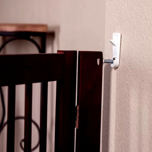  Clear Step Over Gate, Easy Wooden Folding Outdoor and Indoor Deluxe 360 Wall Mount Tall Walk Through Gate Kit For Babies and Dogs & E-Book