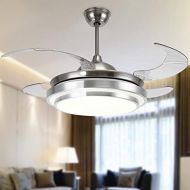 Clear lighting 42 Inch Retractable Ceiling Fans Light with Remote Control Dimmable 4-Blade Invisible Ceiling Fan Chandelier for Living Room Bedroom