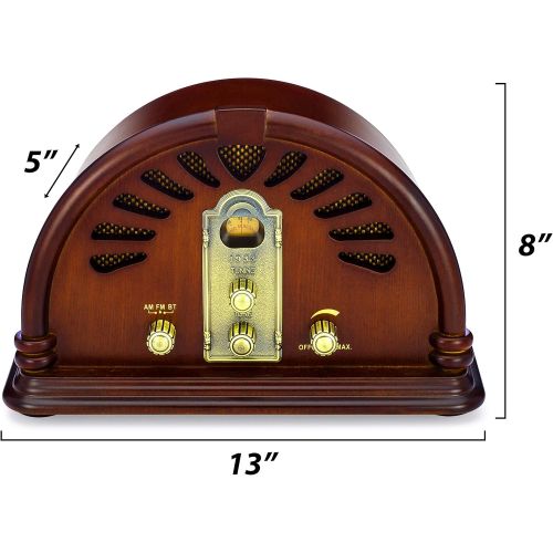  [아마존베스트]ClearClick Classic Vintage Retro Style AM/FM Radio with Bluetooth - Handmade Wooden Exterior