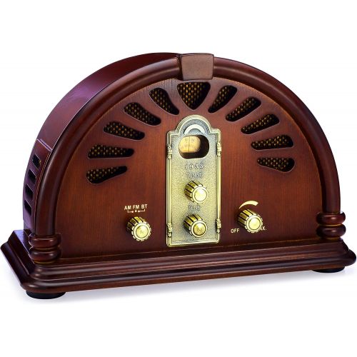  [아마존베스트]ClearClick Classic Vintage Retro Style AM/FM Radio with Bluetooth - Handmade Wooden Exterior