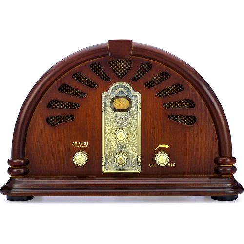  [아마존베스트]ClearClick Classic Vintage Retro Style AM/FM Radio with Bluetooth - Handmade Wooden Exterior