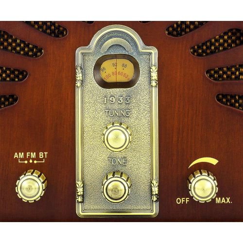  [아마존베스트]ClearClick Classic Vintage Retro Style AM/FM Radio with Bluetooth - Handmade Wooden Exterior