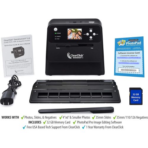  [아마존베스트]ClearClick 14 MP QuickConvert 2.0 Photo, Slide, and Negative Scanner - Scan 4x6 Photos & 35mm, 110, 126 Film